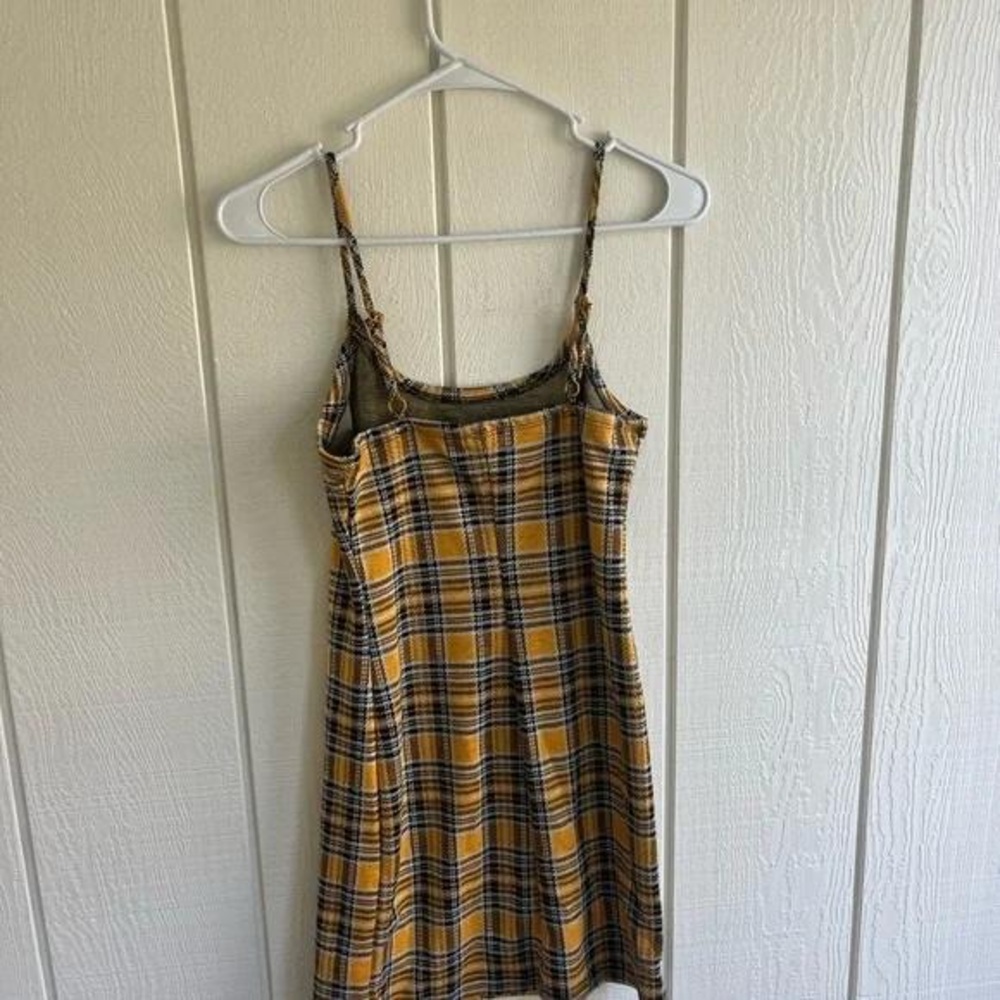 Yellow Plaid Spaghetti Strap Dress